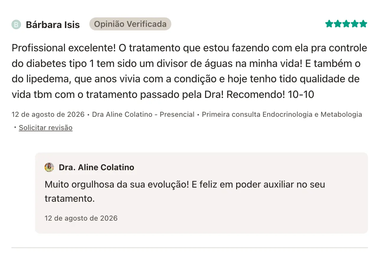 Avaliação verificada de paciente da Dra. Aline Colatino